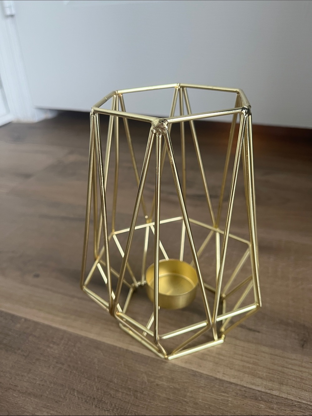 Source Unknown Gold Geometric Candle Holder